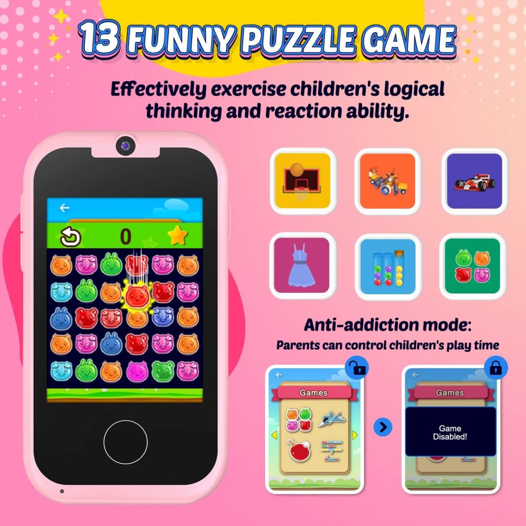 Example of a puzzle game on the Tinycam Children's Smartphone