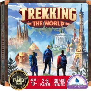 Front box cover of the board game Trekking the World