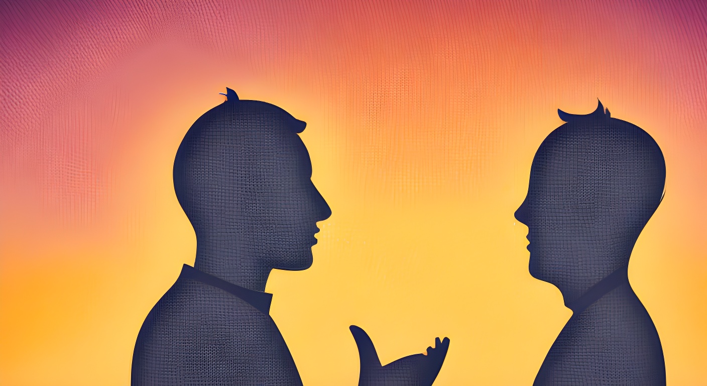 Illustration of a person talking to another person