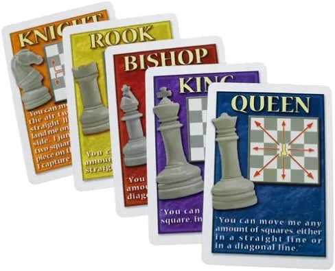 Cards in included in no stress chess telling which piece to move and how to move it
