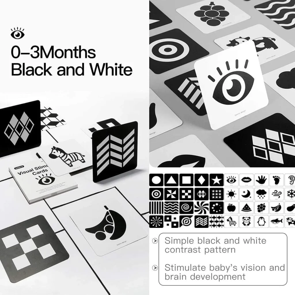 black and white flashcards for 0 - 3 month old babies