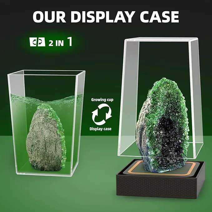 picture of the geodes crystal growing science kit display case