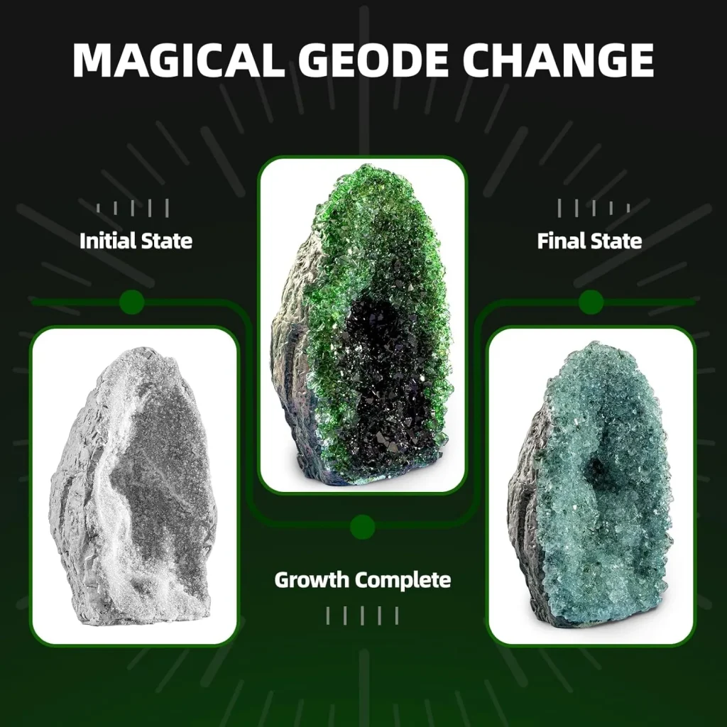 Geodes crystal science kit 3 stages of crystalization